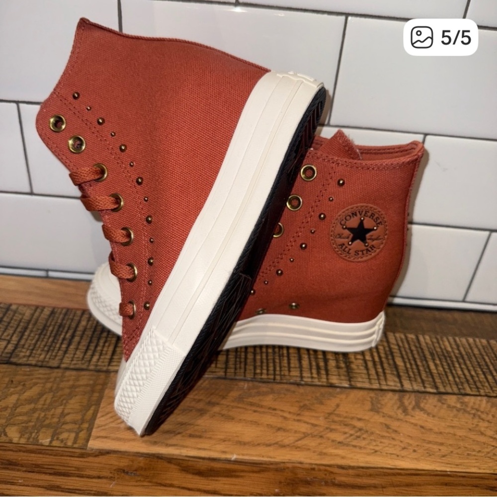 Converse High-Top Sneakers in Rust and White